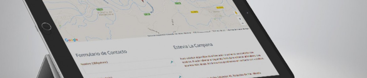 Sección Contacto de "Stevia La Campana, Diseñada por Pixel Plus Estudio Gráfico"