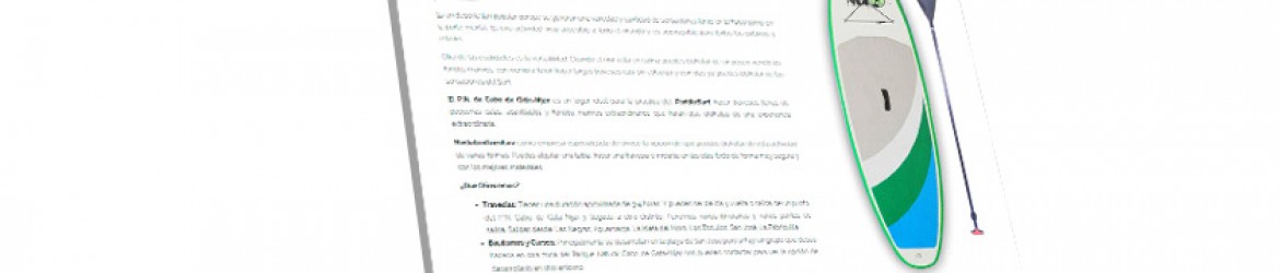 Sección paddle-surf de la web "Medialunaventura, Diseñada por Pixel Plus Estudio Gráfico"