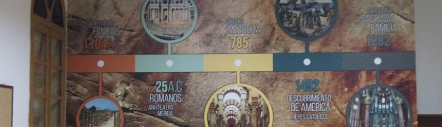 Montaje vinilo temático en aula.