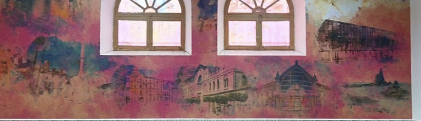 Montaje vinilo temático en aula.