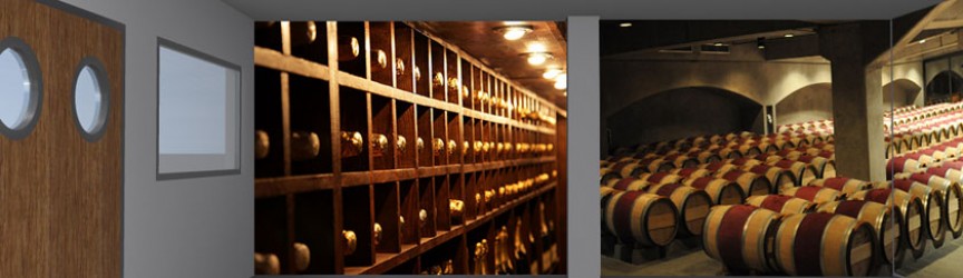 Montaje 3D del proyecto de rotulación con vinilos para bodega de vinos.